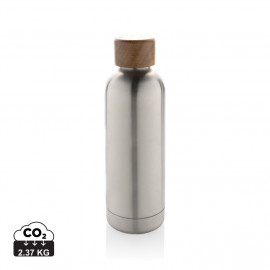 Wood RCS certified recycled stainless steel vacuum bottle