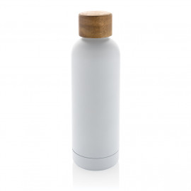 Wood RCS certified recycled stainless steel vacuum bottle