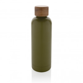 Wood RCS certified recycled stainless steel vacuum bottle