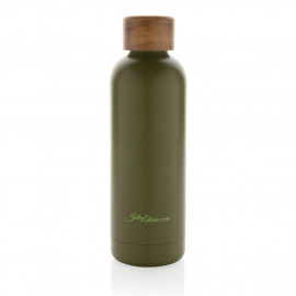 Wood RCS certified recycled stainless steel vacuum bottle