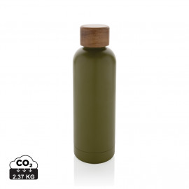 Wood RCS certified recycled stainless steel vacuum bottle