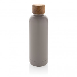 Wood RCS certified recycled stainless steel vacuum bottle