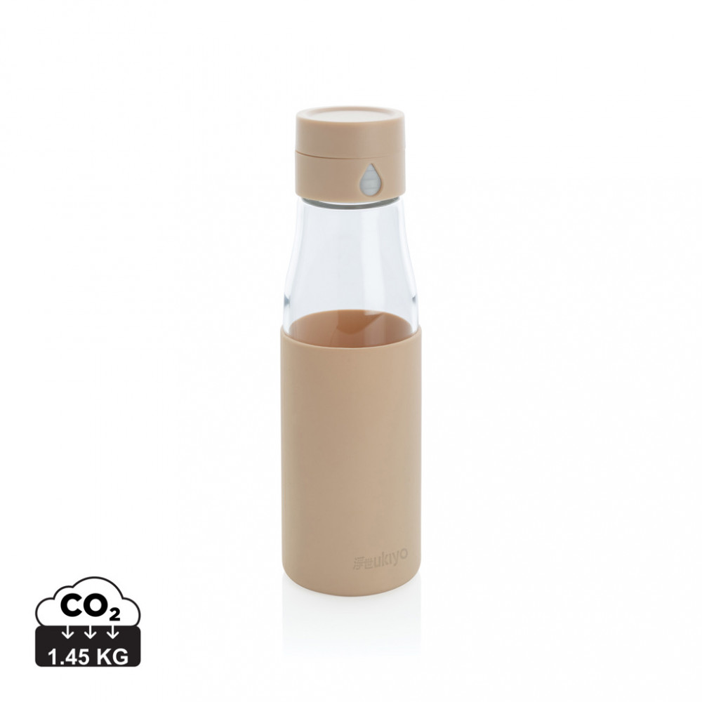 Ukiyo glass hydration tracking bottle with sleeve Ukiyo glass hydration tracking bottle with sleeve