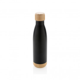 Vacuum stainless steel bottle with bamboo lid and bottom