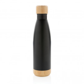 Vacuum stainless steel bottle with bamboo lid and bottom
