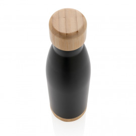 Vacuum stainless steel bottle with bamboo lid and bottom