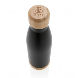 Vacuum stainless steel bottle with bamboo lid and bottom
