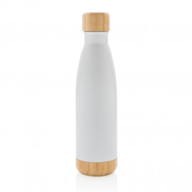 Vacuum stainless steel bottle with bamboo lid and bottom