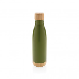 Vacuum stainless steel bottle with bamboo lid and bottom