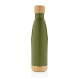 Vacuum stainless steel bottle with bamboo lid and bottom