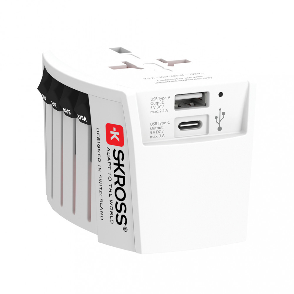 SKROSS World Travel Adapter MUV 2-pole with USB A and C SKROSS World Travel Adapter MUV 2-pole with USB A and C