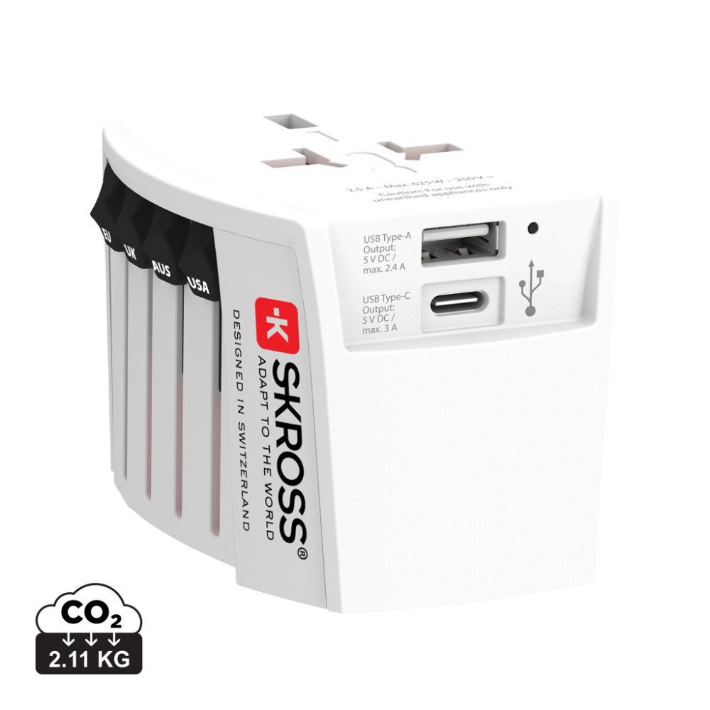 SKROSS World Travel Adapter MUV 2-pole with USB A and C SKROSS World Travel Adapter MUV 2-pole with USB A and C